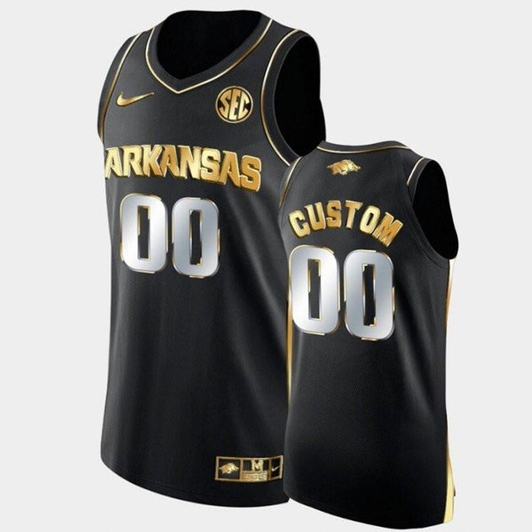 Men's Arkansas Razorbacks ACTIVE PLAYER Custom Black/Golden Stitched Basketball Jersey